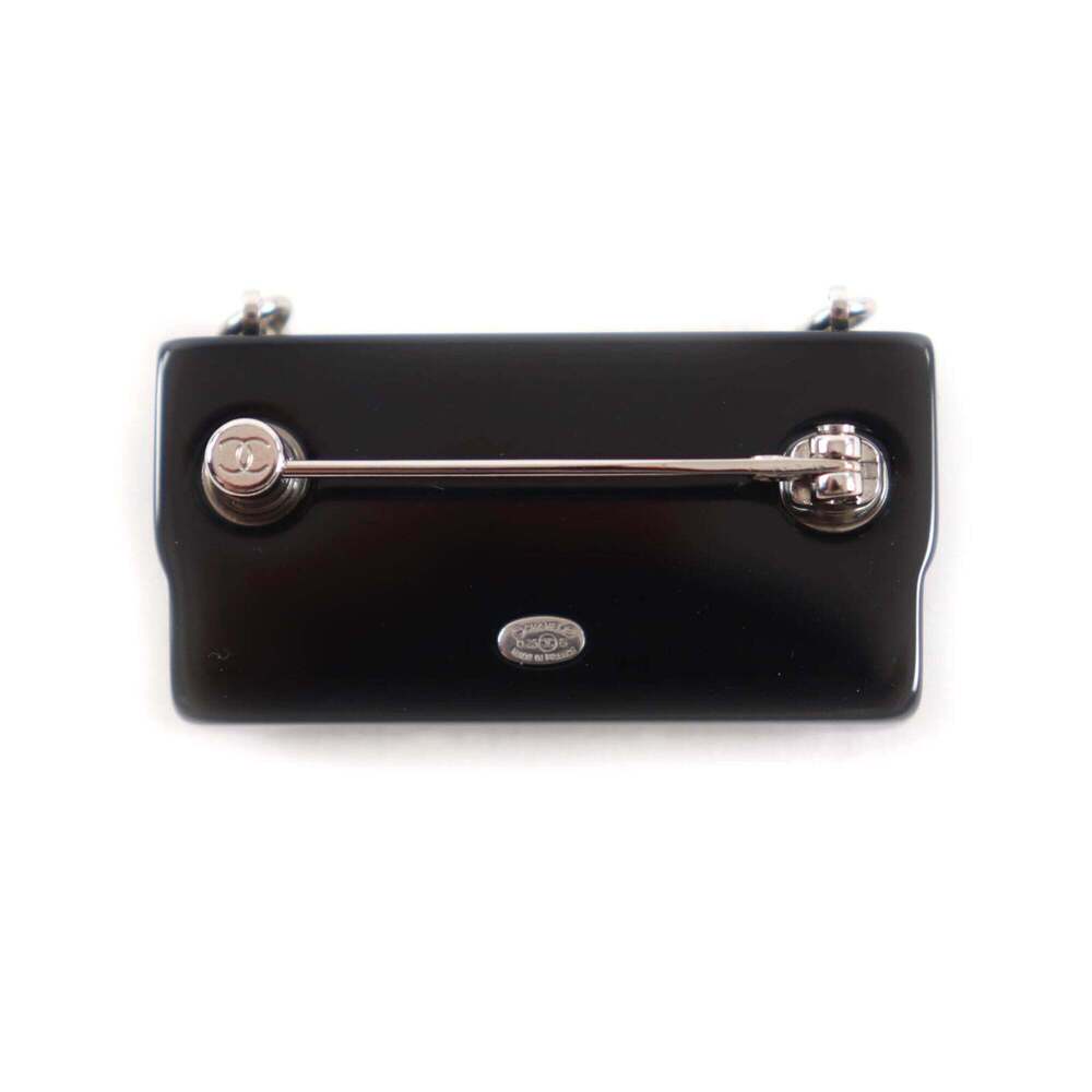 CHANEL Authentic Black Logo Brooch - Picture 3 of 8